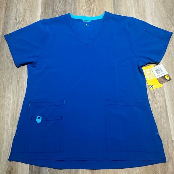 NWT Carhartt Scrubs Top Womens V-Neck Media Top Large Nurse Doctor - Picture 1 of 10
